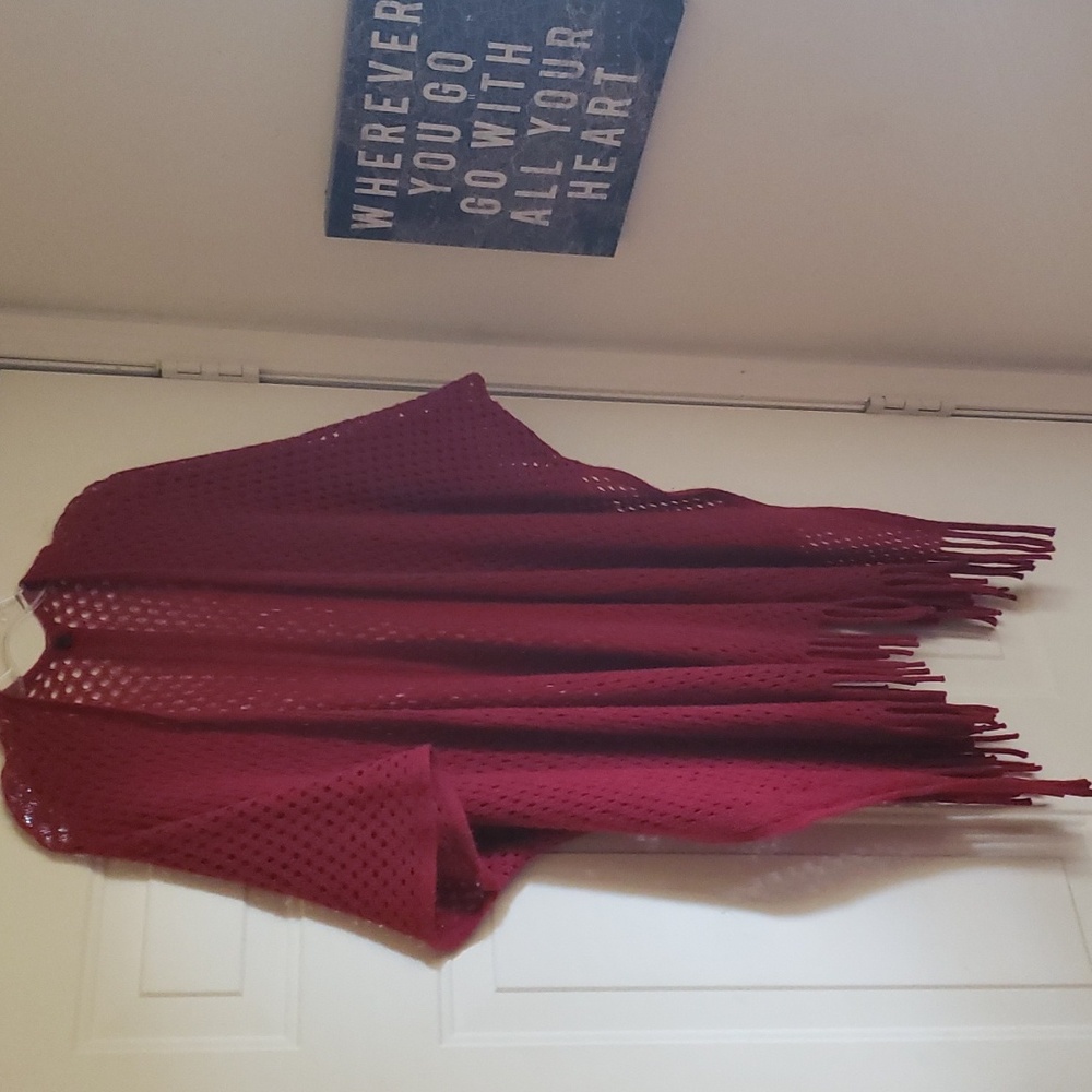 Open knit fringe Kimono